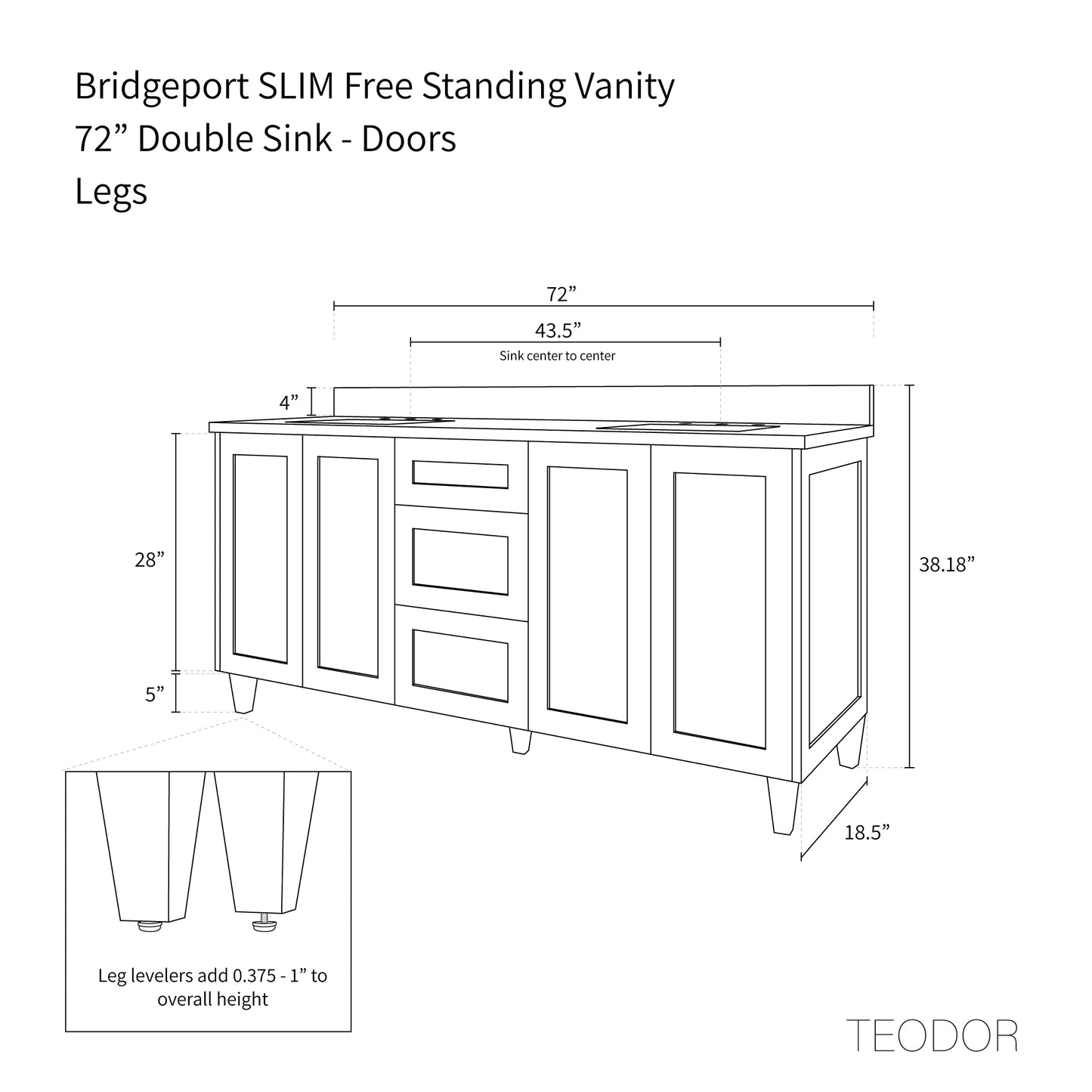 
                  
                    Bridgeport SLIM 72" White Oak Bathroom Vanity, Double Sink - Teodor Vanities United States
                  
                