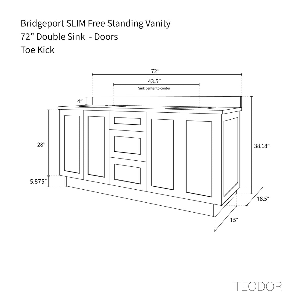 
                  
                    Bridgeport SLIM 72" American Black Walnut Bathroom Vanity, Double Sink
                  
                
