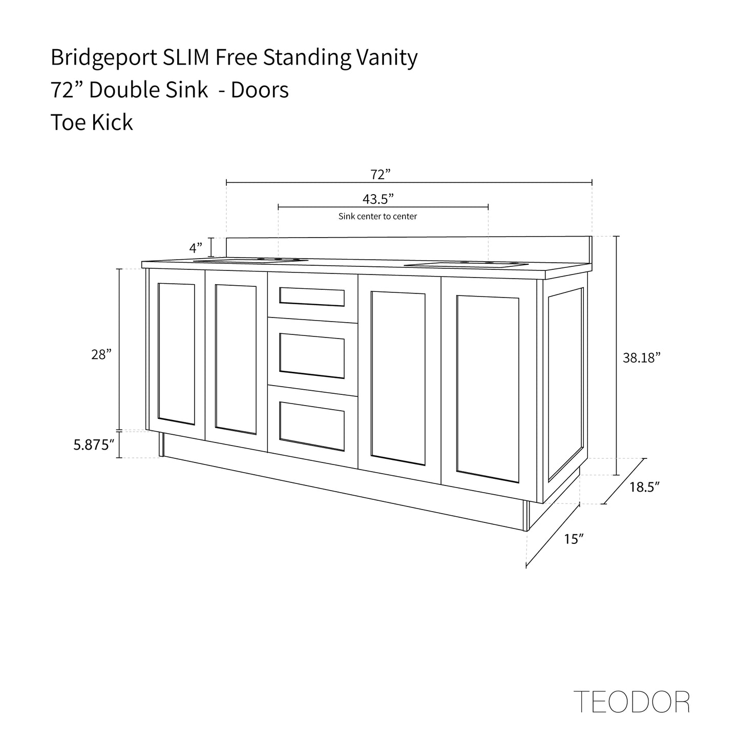 
                  
                    Bridgeport SLIM 72" American Black Walnut Bathroom Vanity, Double Sink
                  
                