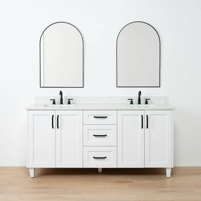 Bridgeport 72" Satin White Bathroom Vanity, Double Sink