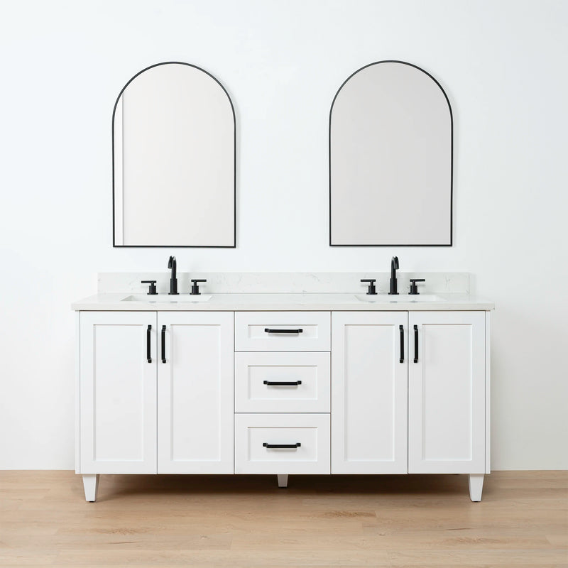 Bridgeport 72" Satin White Bathroom Vanity, Double Sink