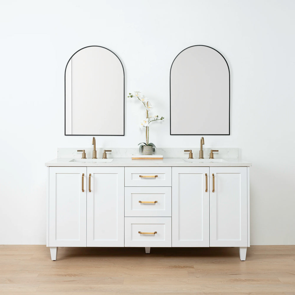 Bridgeport 72" Satin White Bathroom Vanity, Double Sink