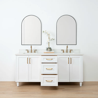 Bridgeport 72" Satin White Bathroom Vanity, Double Sink