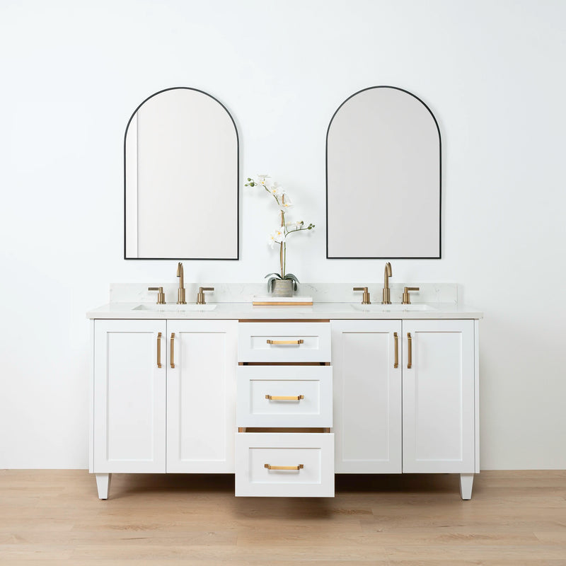 Bridgeport 72" Satin White Bathroom Vanity, Double Sink