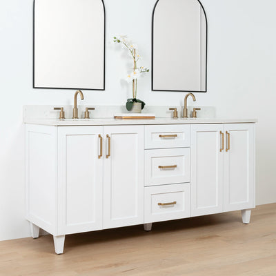 Bridgeport 72" Satin White Bathroom Vanity, Double Sink