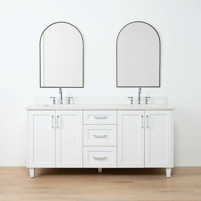 Bridgeport 72" Satin White Bathroom Vanity, Double Sink