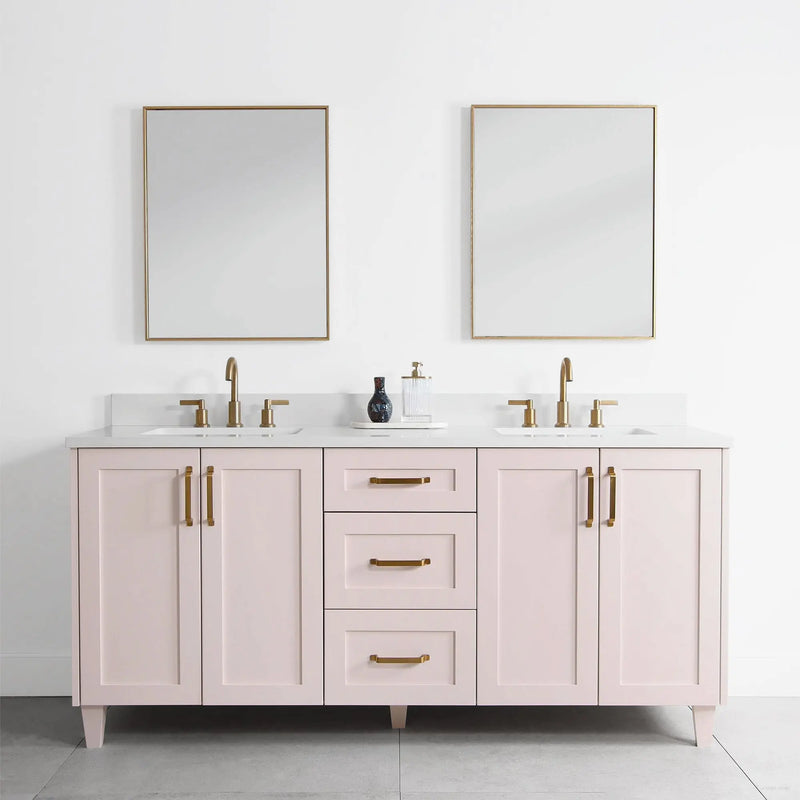 Bridgeport 72" Champagne Pink Bathroom Vanity, Double Sink - Teodor Vanities United States