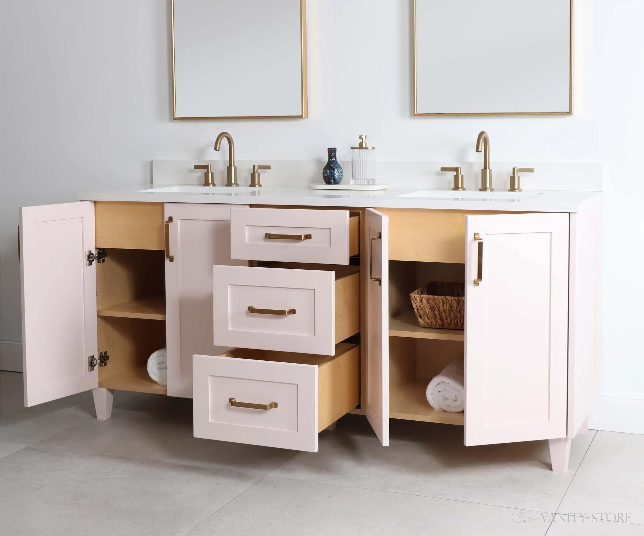Bridgeport 72" Champagne Pink Bathroom Vanity, Double Sink - Teodor ...
