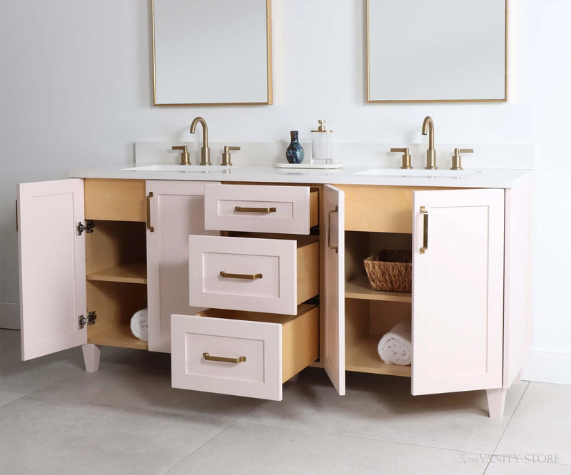 Bridgeport 72" Champagne Pink Bathroom Vanity, Double Sink - Teodor Vanities United States