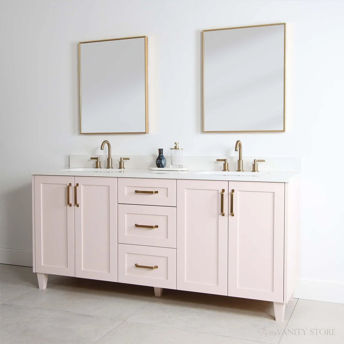 Bridgeport 72" Champagne Pink Bathroom Vanity, Double Sink - Teodor ...
