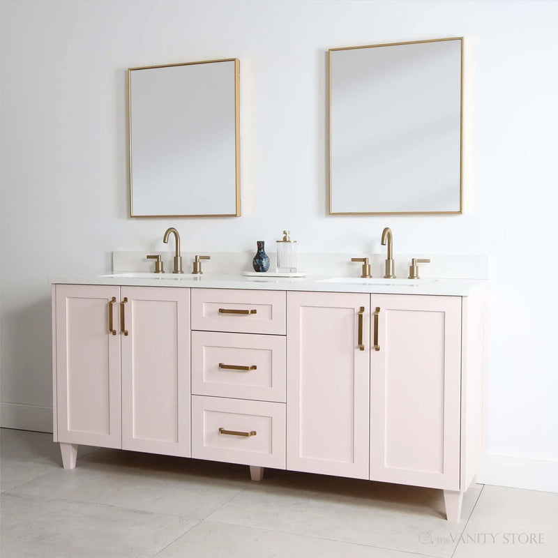 Bridgeport 72" Champagne Pink Bathroom Vanity, Double Sink - Teodor Vanities United States