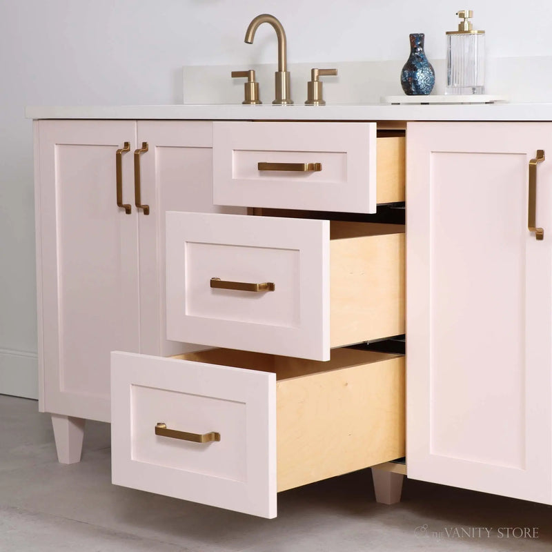 Bridgeport 72" Champagne Pink Bathroom Vanity, Double Sink - Teodor Vanities United States