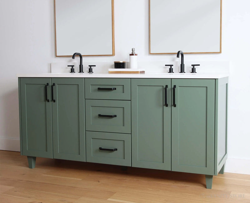 Bridgeport 72" Sage Green Bathroom Vanity, Double Sink - Teodor Vanities United States