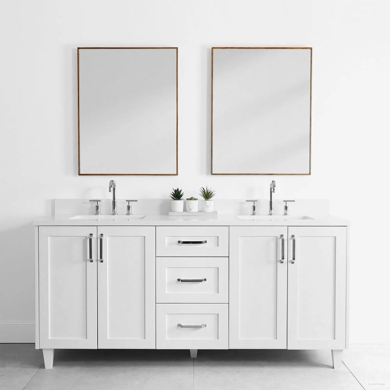 Bridgeport 72" Satin White Bathroom Vanity, Double Sink - Teodor Vanities United States