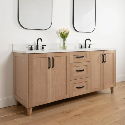 Bridgeport 72" White Oak Bathroom Vanity, Double Sink - Teodor Vanities United States