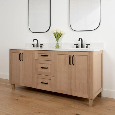 Bridgeport 72" White Oak Bathroom Vanity, Double Sink - Teodor Vanities United States