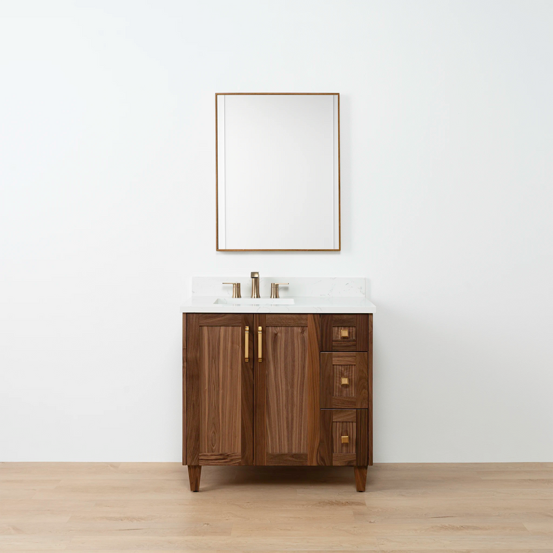 Bridgeport 36" American Black Walnut Bathroom Vanity, Left Sink - Teodor Vanities United States