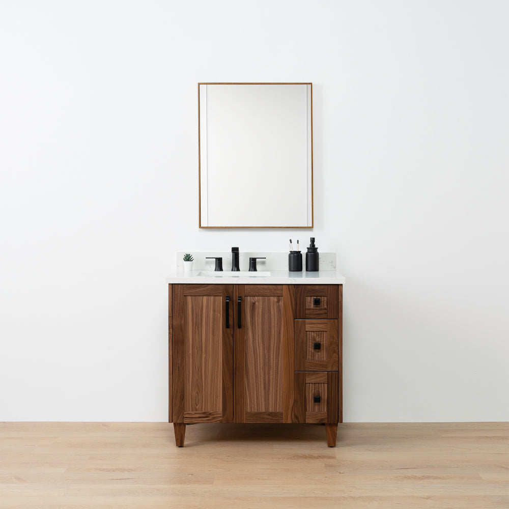 
                  
                    Bridgeport 36" American Black Walnut Bathroom Vanity, Left Sink - Teodor Vanities United States
                  
                