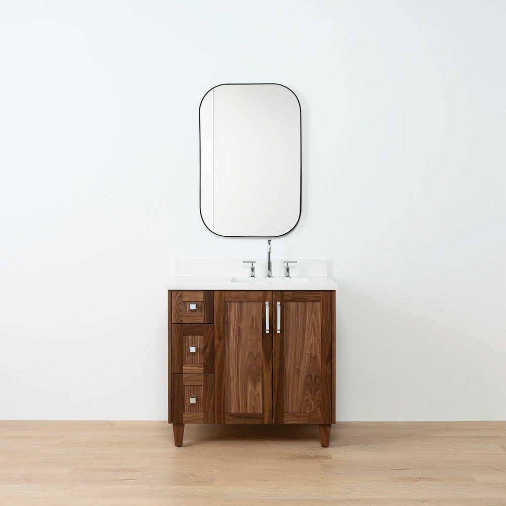 
                  
                    Bridgeport 36" American Black Walnut Bathroom Vanity, Right Sink - Teodor Vanities United States
                  
                