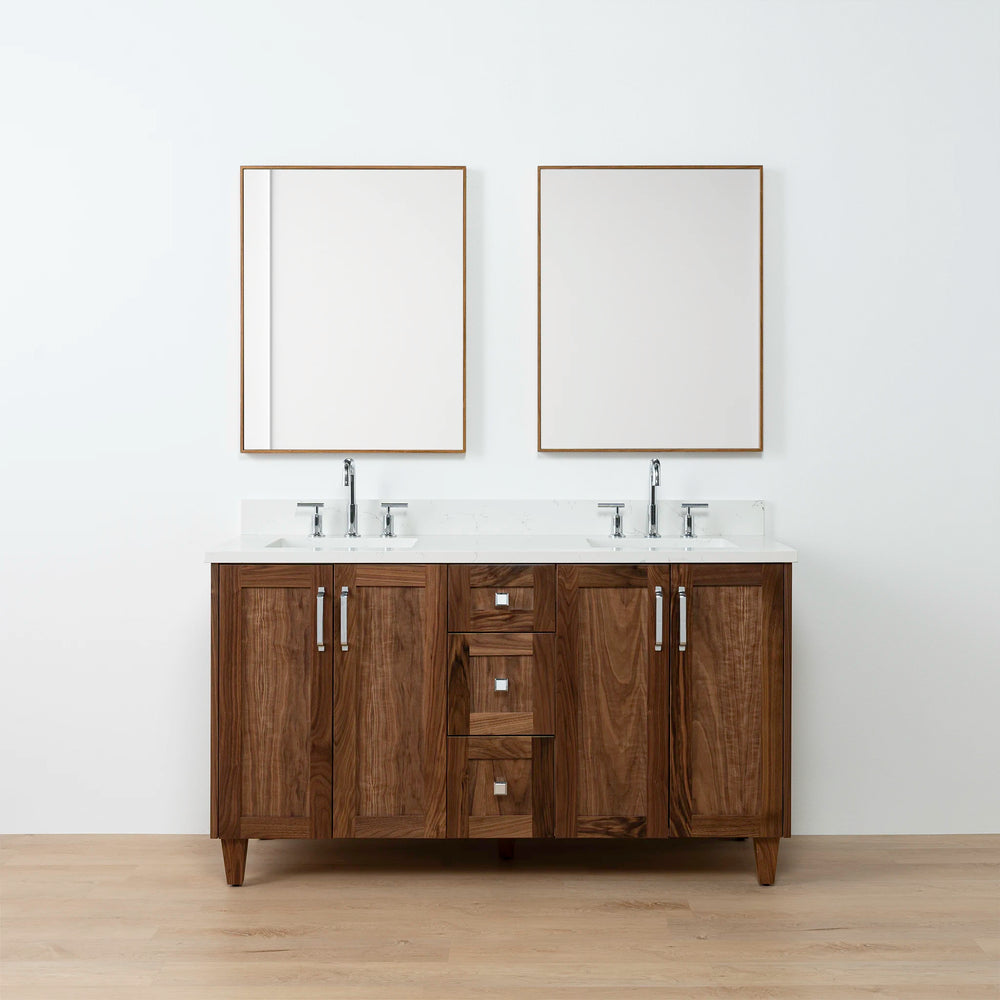 
                  
                    Bridgeport 60" American Black Walnut Bathroom Vanity, Double Sink - Teodor Vanities United States
                  
                