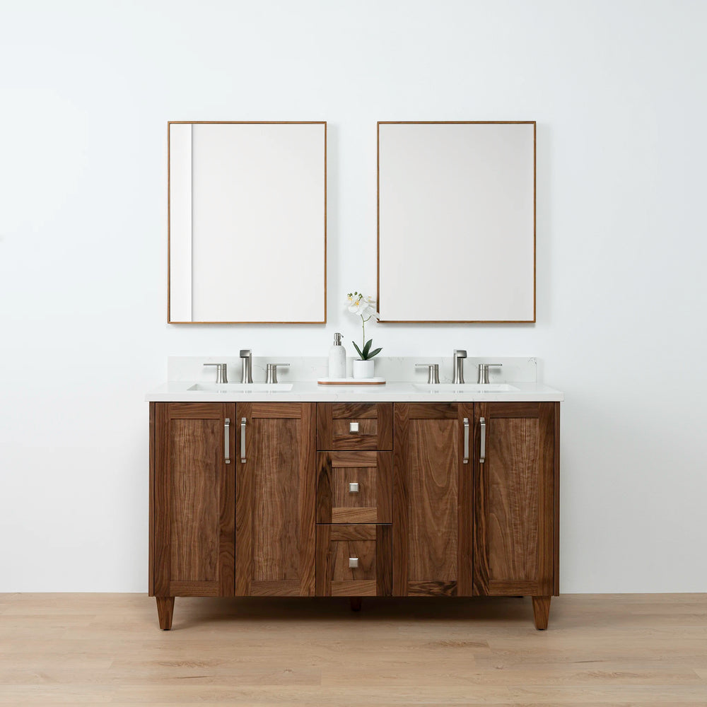 Bridgeport 60" American Black Walnut Bathroom Vanity, Double Sink - Teodor Vanities United States