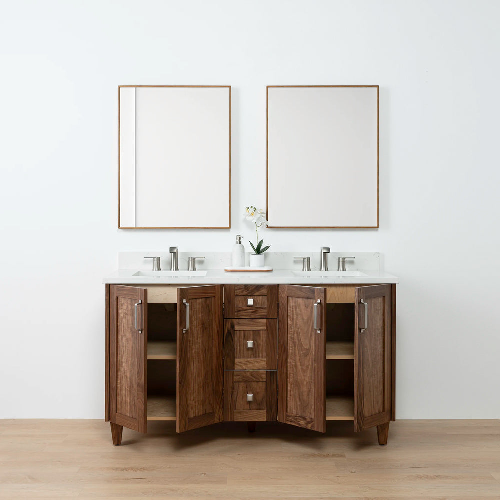 
                  
                    Bridgeport 60" American Black Walnut Bathroom Vanity, Double Sink - Teodor Vanities United States
                  
                