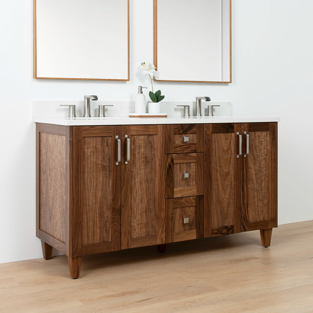 
                  
                    Bridgeport 60" American Black Walnut Bathroom Vanity, Double Sink - Teodor Vanities United States
                  
                