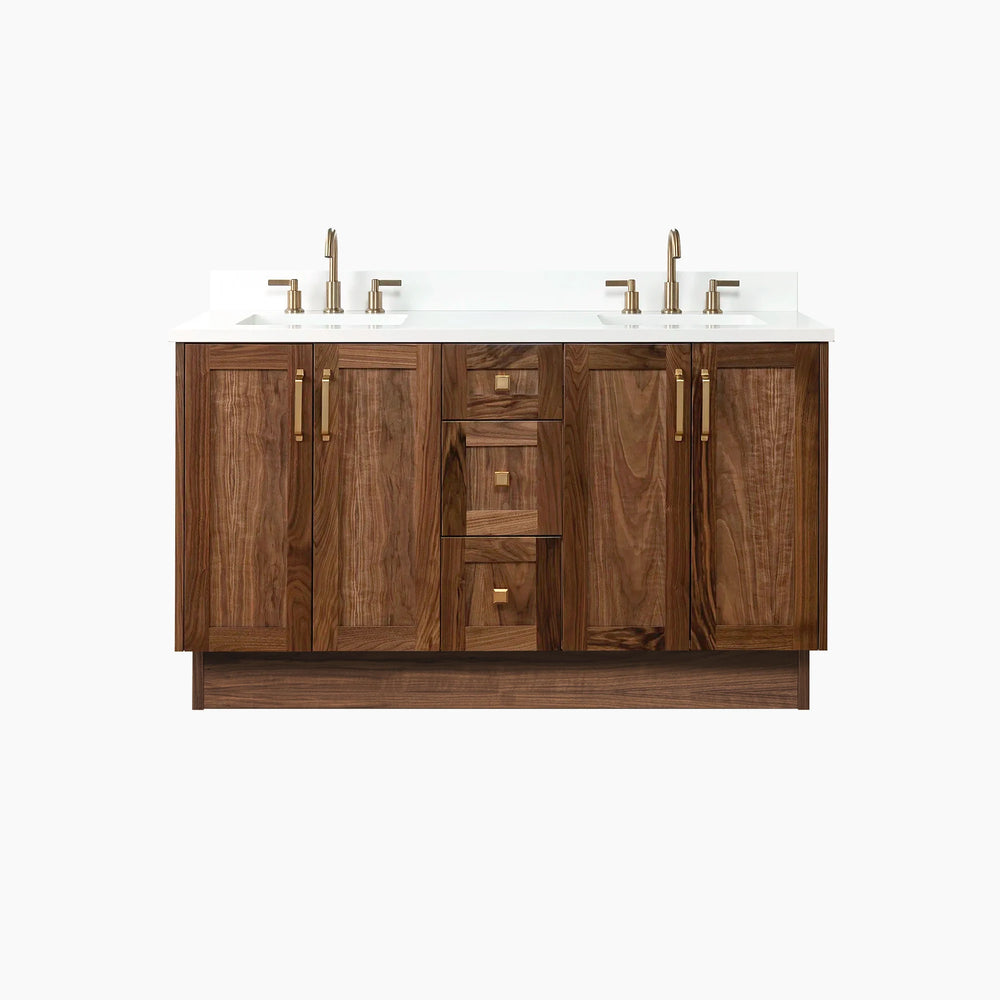 
                  
                    Bridgeport 60" American Black Walnut Bathroom Vanity, Double Sink
                  
                