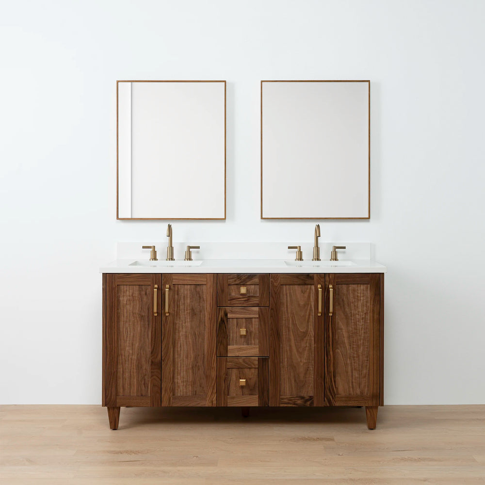 
                  
                    Bridgeport 60" American Black Walnut Bathroom Vanity, Double Sink - Teodor Vanities United States
                  
                