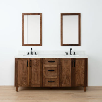 Bridgeport 72" American Black Walnut Bathroom Vanity, Double Sink - Teodor Vanities United States