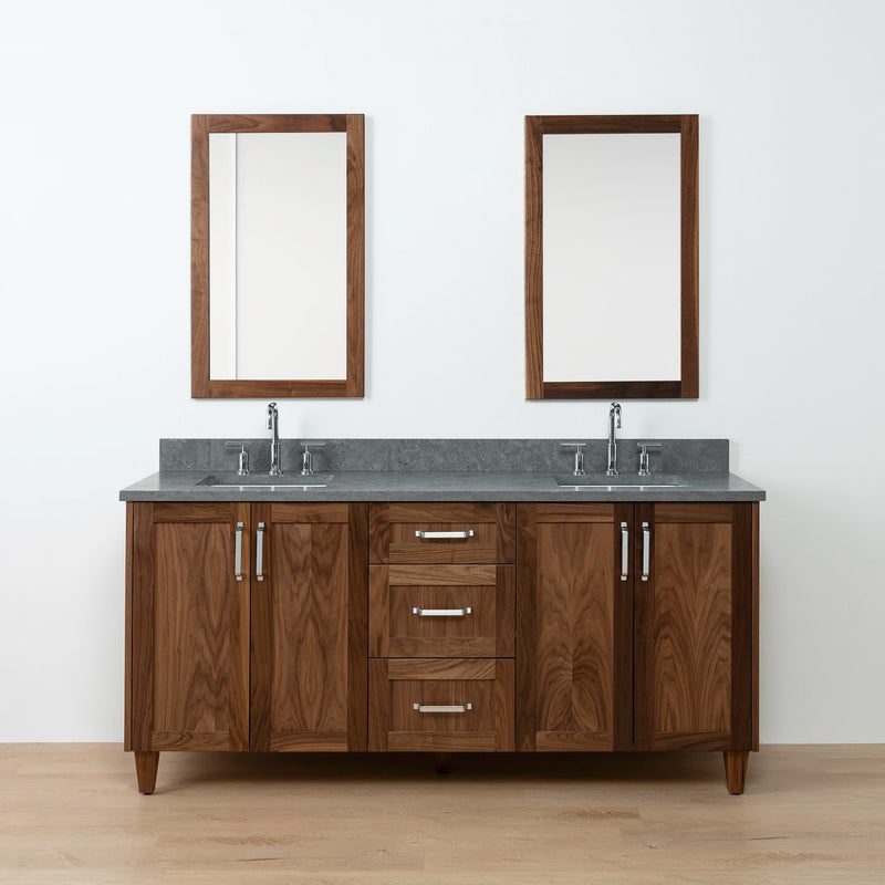 Bridgeport 72" American Black Walnut Bathroom Vanity, Double Sink - Teodor Vanities United States