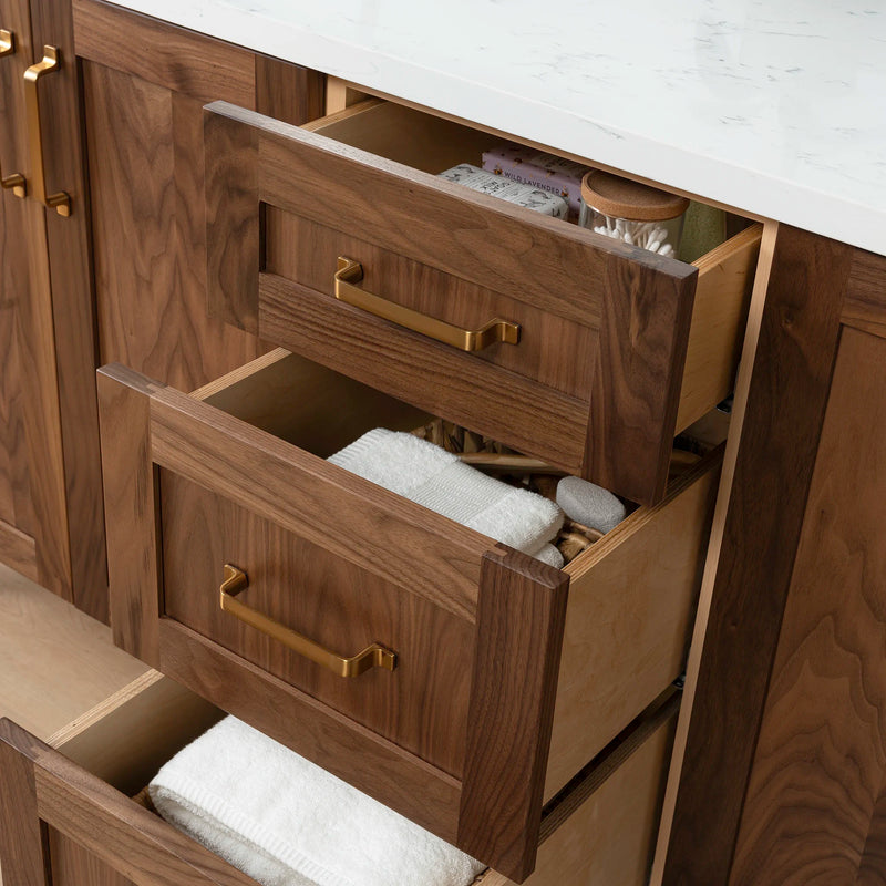 Bridgeport 72" American Black Walnut Bathroom Vanity, Double Sink - Teodor Vanities United States