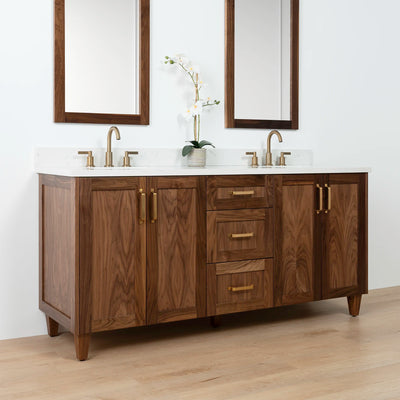 Bridgeport 72" American Black Walnut Bathroom Vanity, Double Sink - Teodor Vanities United States