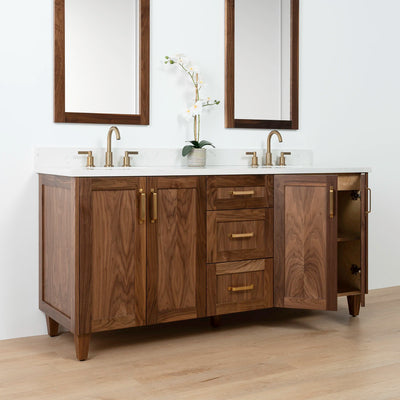 Bridgeport 72" American Black Walnut Bathroom Vanity, Double Sink - Teodor Vanities United States