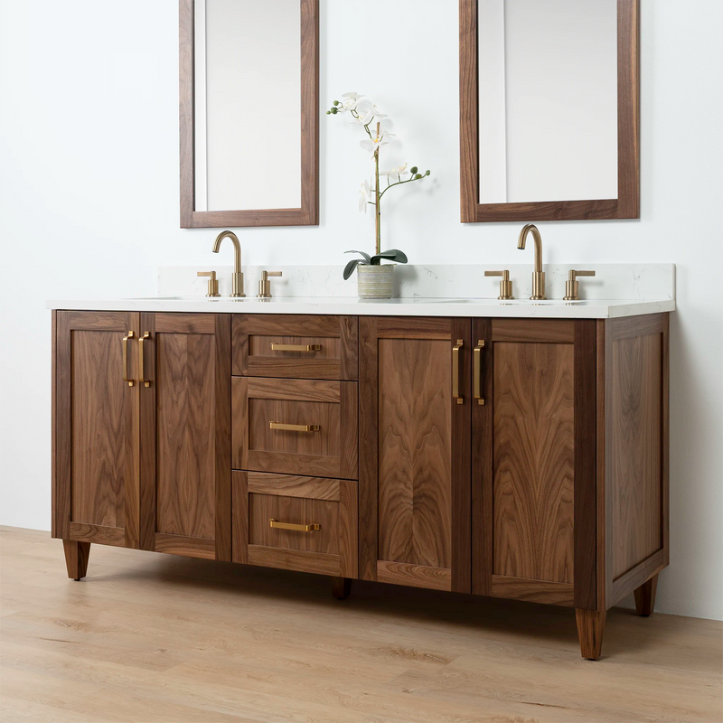 Bridgeport 72" American Black Walnut Bathroom Vanity, Double Sink - Teodor Vanities United States