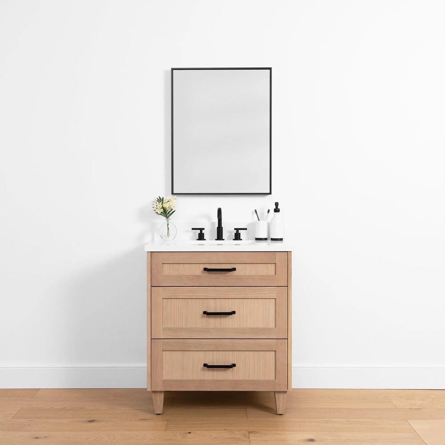 Bridgeport SLIM 30" White Oak Bathroom Vanity - Teodor Vanities United States