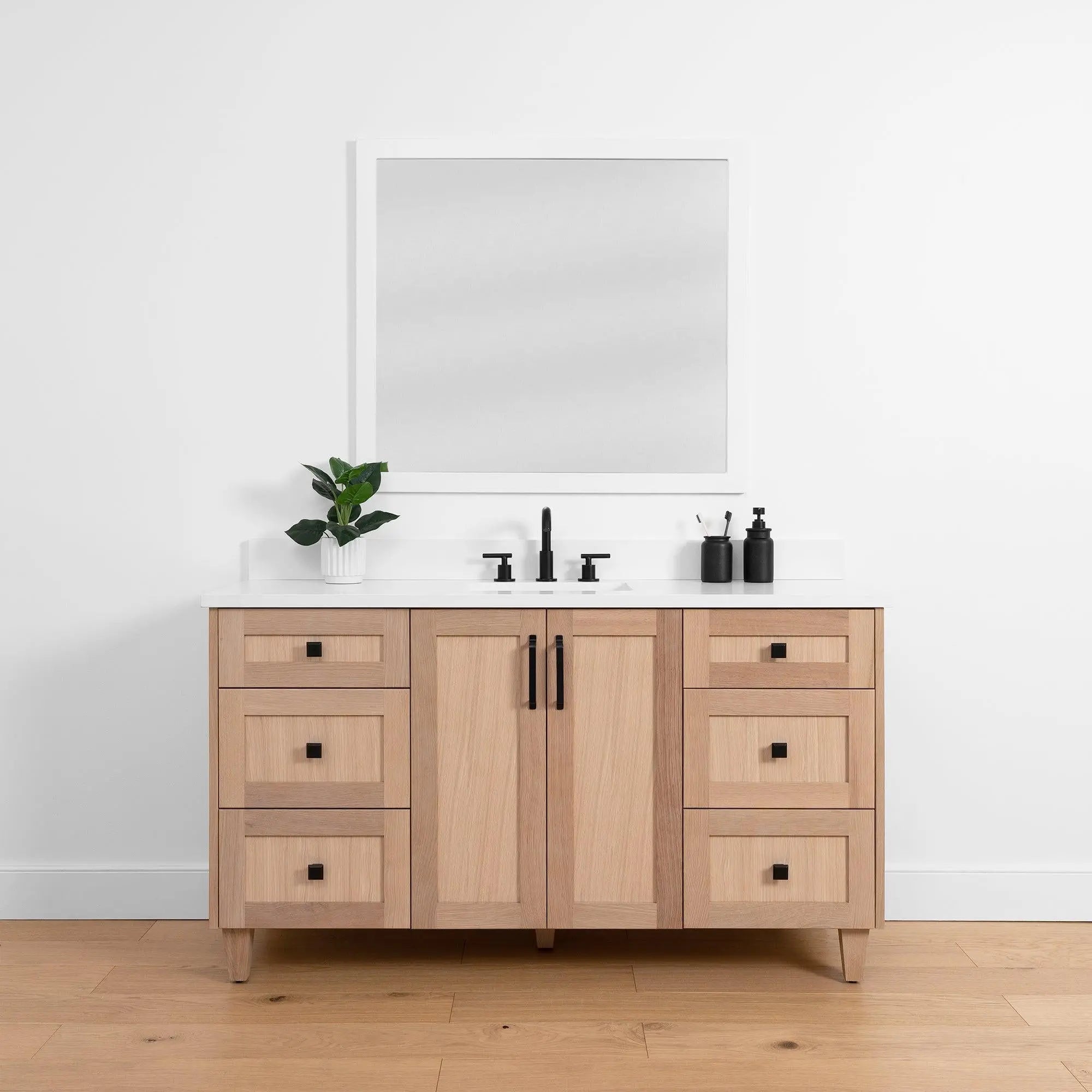 Bridgeport SLIM 60" White Oak Bathroom Vanity - Teodor Vanities United States