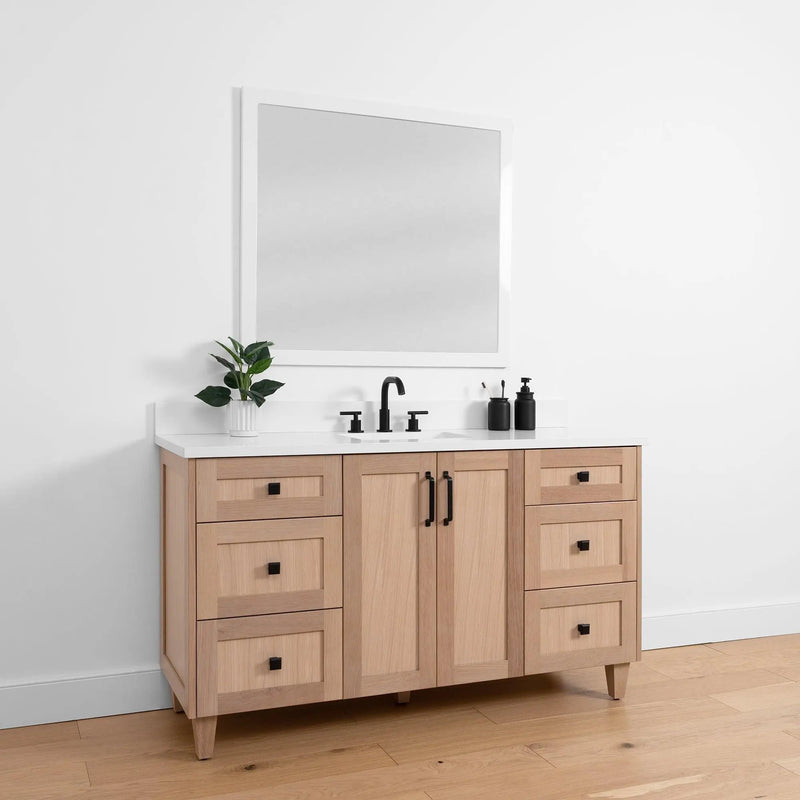 Bridgeport SLIM 60" White Oak Bathroom Vanity