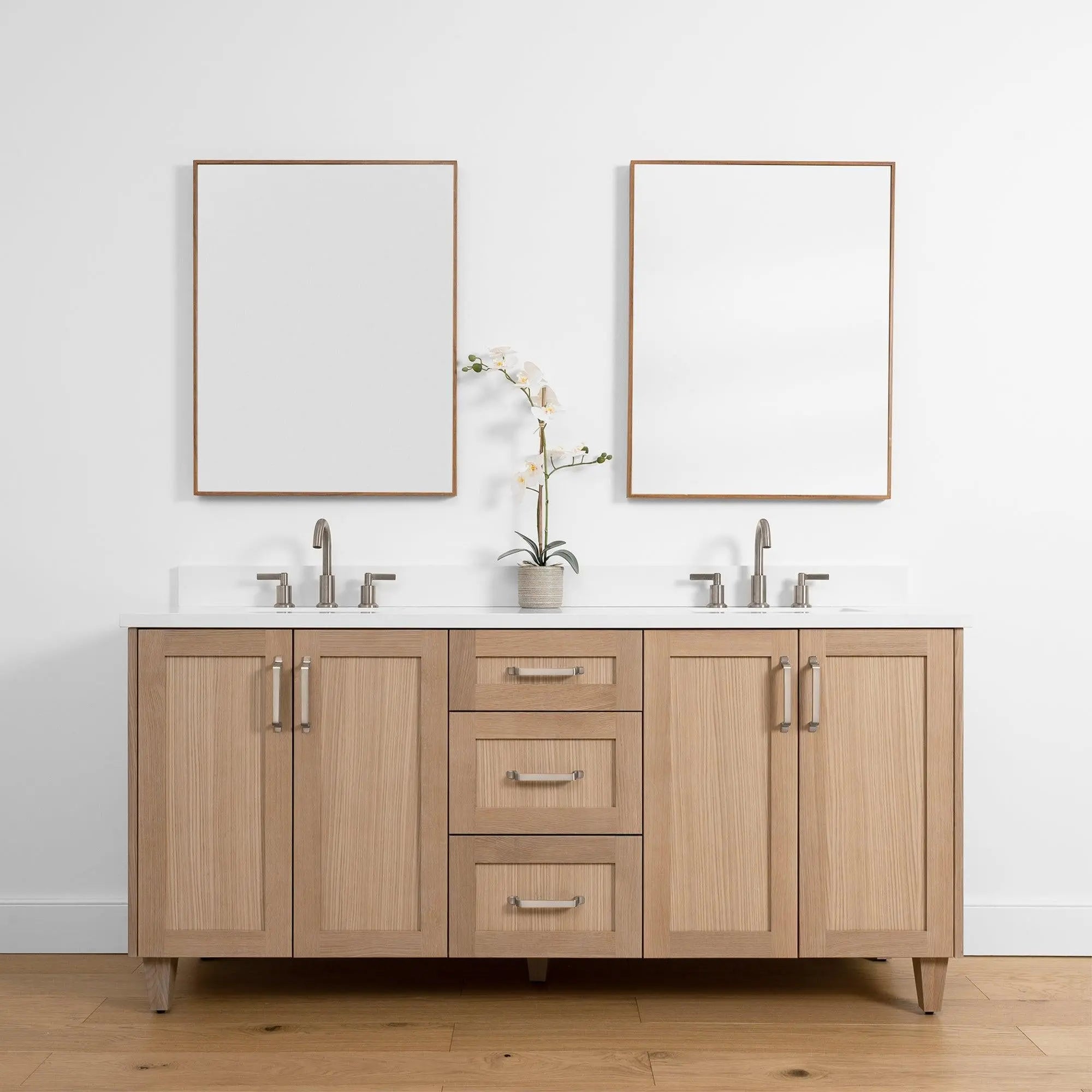 Bridgeport SLIM 72" White Oak Bathroom Vanity, Double Sink - Teodor Vanities United States