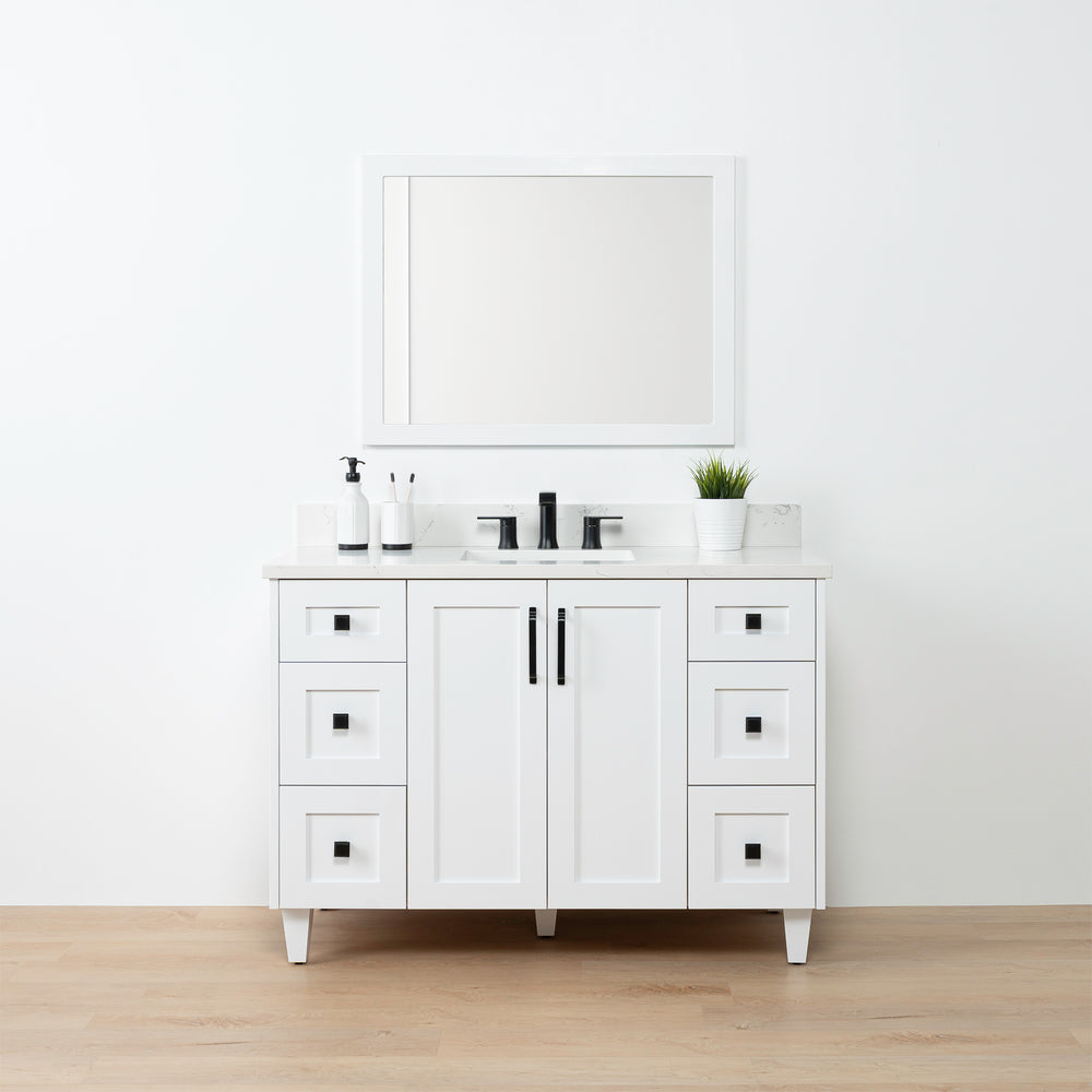 
                  
                    Bridgeport 48" Satin White Bathroom Vanity - Teodor Vanities United States
                  
                