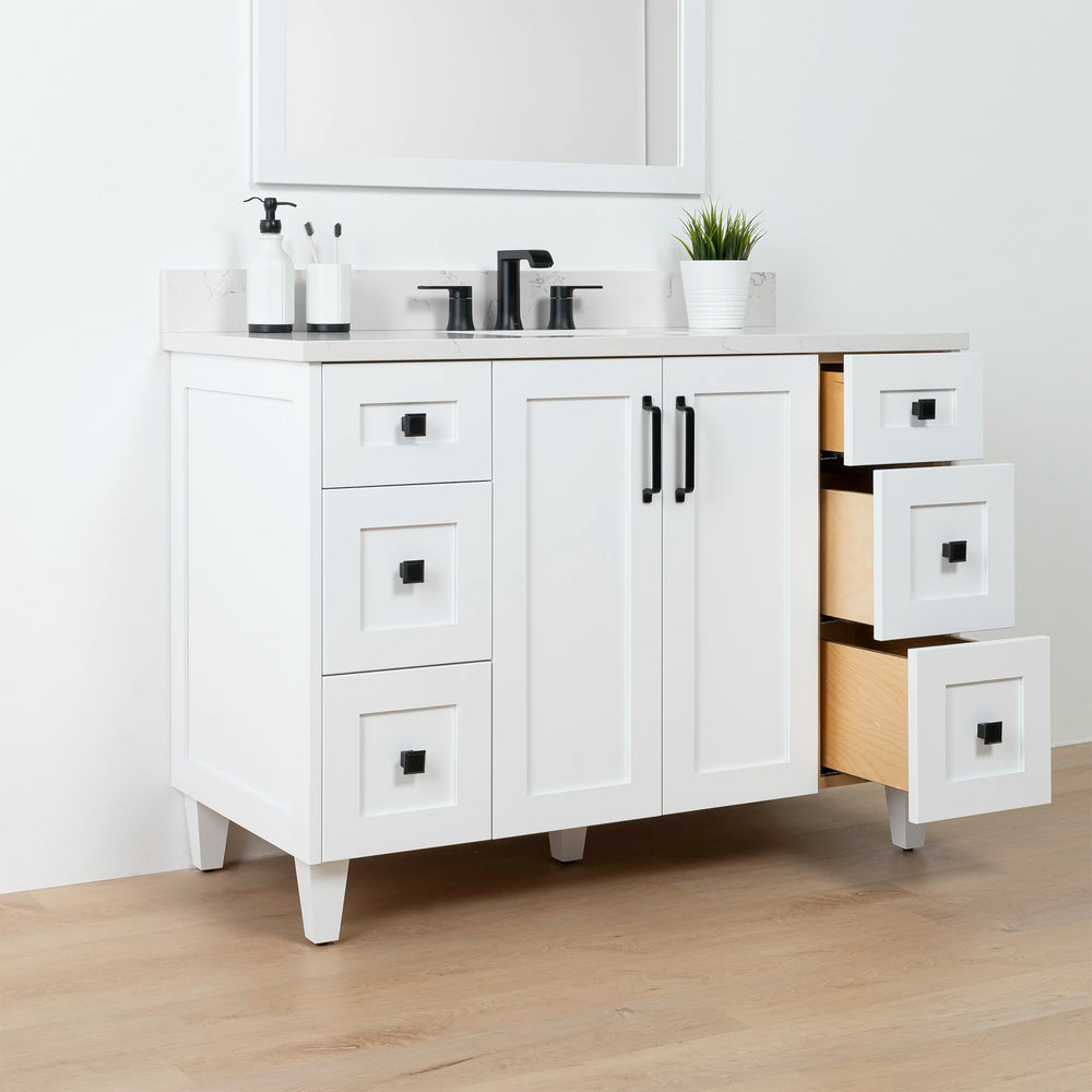 
                  
                    Bridgeport 48" Satin White Bathroom Vanity - Teodor Vanities United States
                  
                