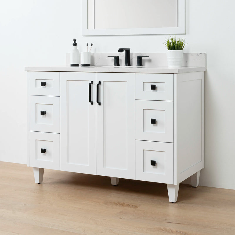 Bridgeport 48" Satin White Bathroom Vanity - Teodor Vanities United States