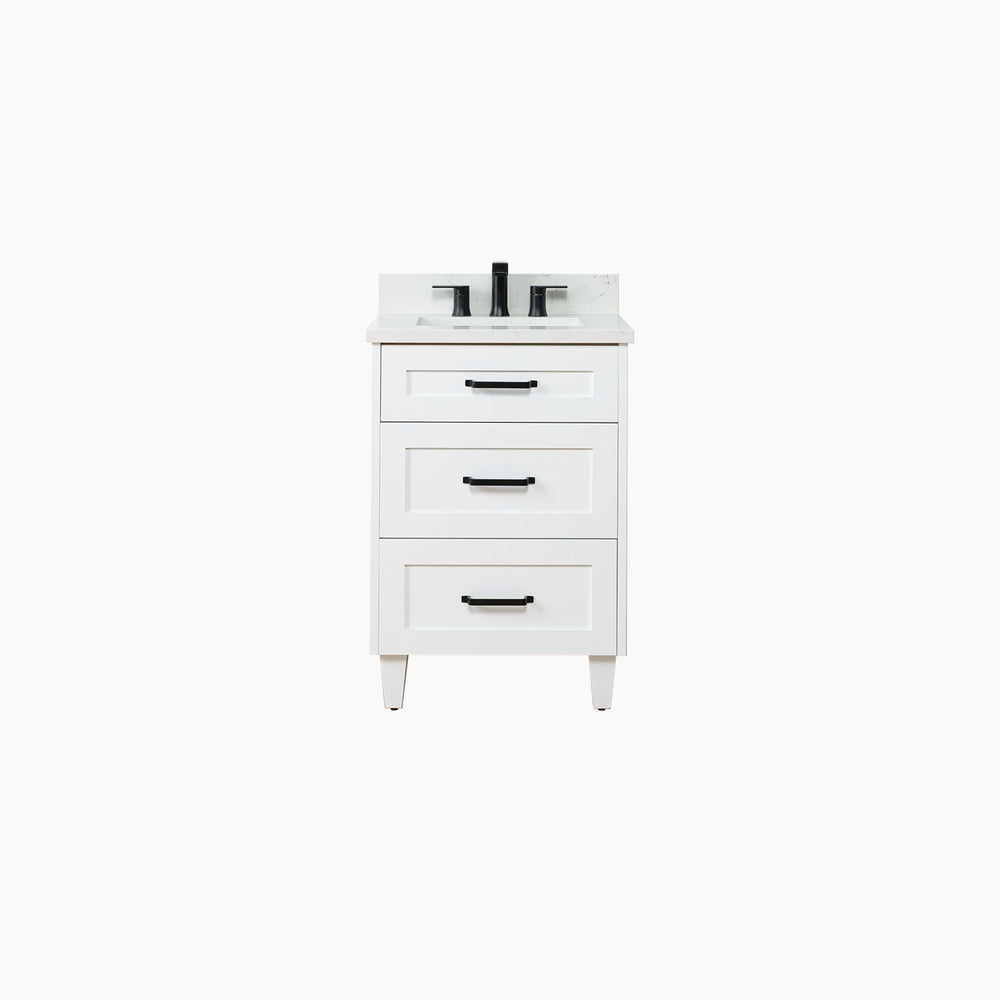 Bridgeport SLIM 24" Satin White Bathroom Vanity - All Drawers