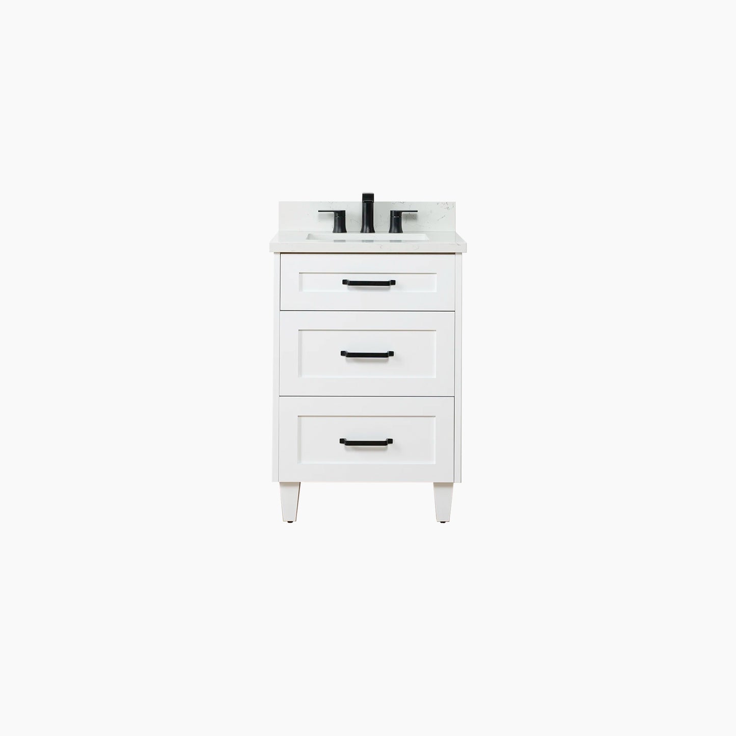 Bridgeport SLIM 24" Satin White Bathroom Vanity - All Drawers