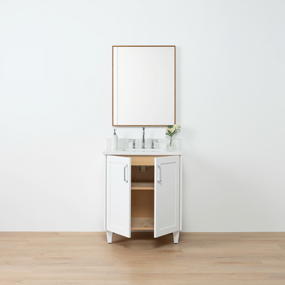 Bridgeport SLIM 30" Satin White Bathroom Vanity w/ Doors