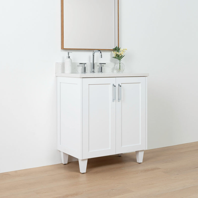 Bridgeport SLIM 30" Satin White Bathroom Vanity w/ Doors