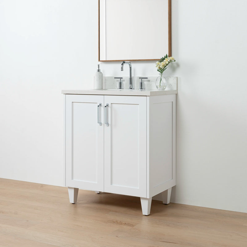 Bridgeport SLIM 30" Satin White Bathroom Vanity w/ Doors