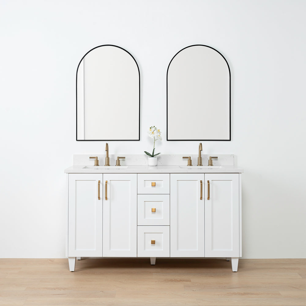 Bridgeport SLIM 60" Satin White Bathroom Vanity, Double Sink