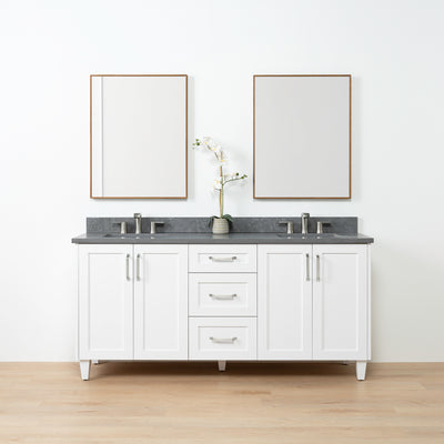 Bridgeport SLIM 72" Satin White Bathroom Vanity, Double Sink