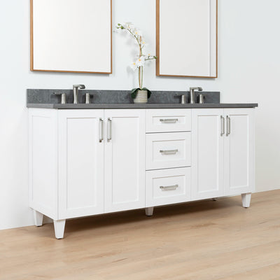 Bridgeport SLIM 72" Satin White Bathroom Vanity, Double Sink